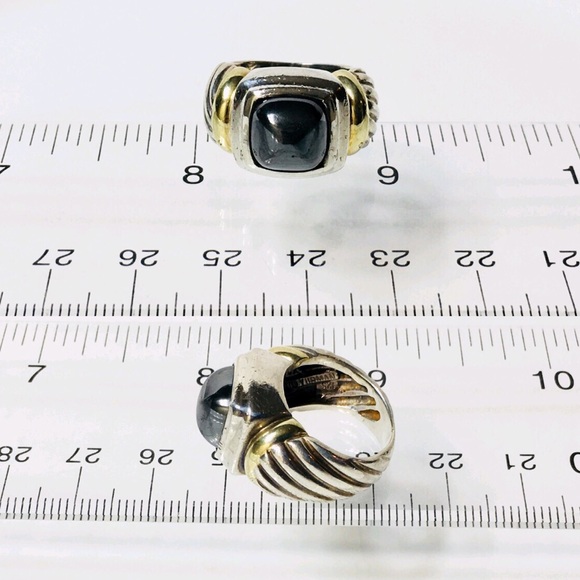 David Yurman Sterling & 14k Gold Hematite Ring - Picture 6 of 7
